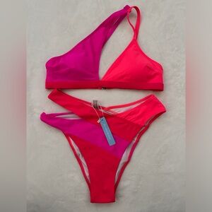 NWT CUPSHE Live Life on the Beach Neon Bikini